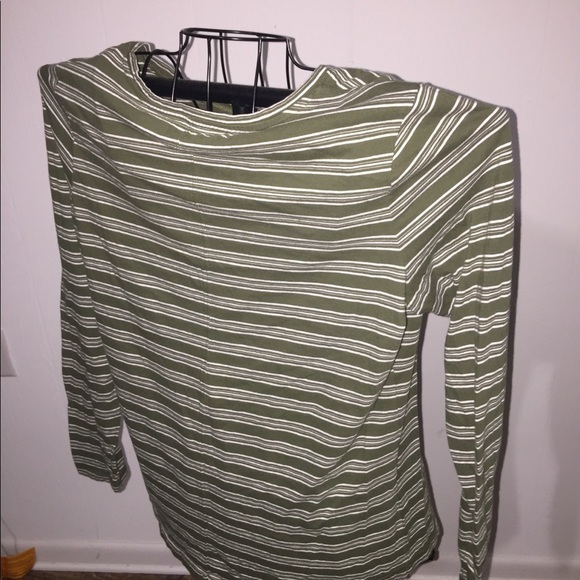 Duluth size large army green and white striped long sleeve tunic casual layers - Picture 5 of 6